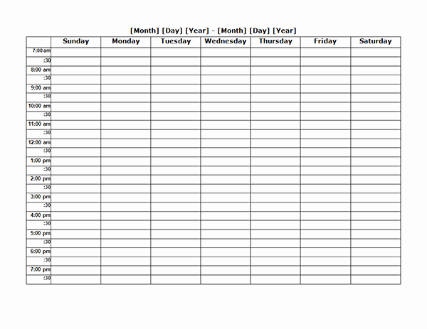 Week Day Schedule Template Lovely Weekly Calendar Yangah solen