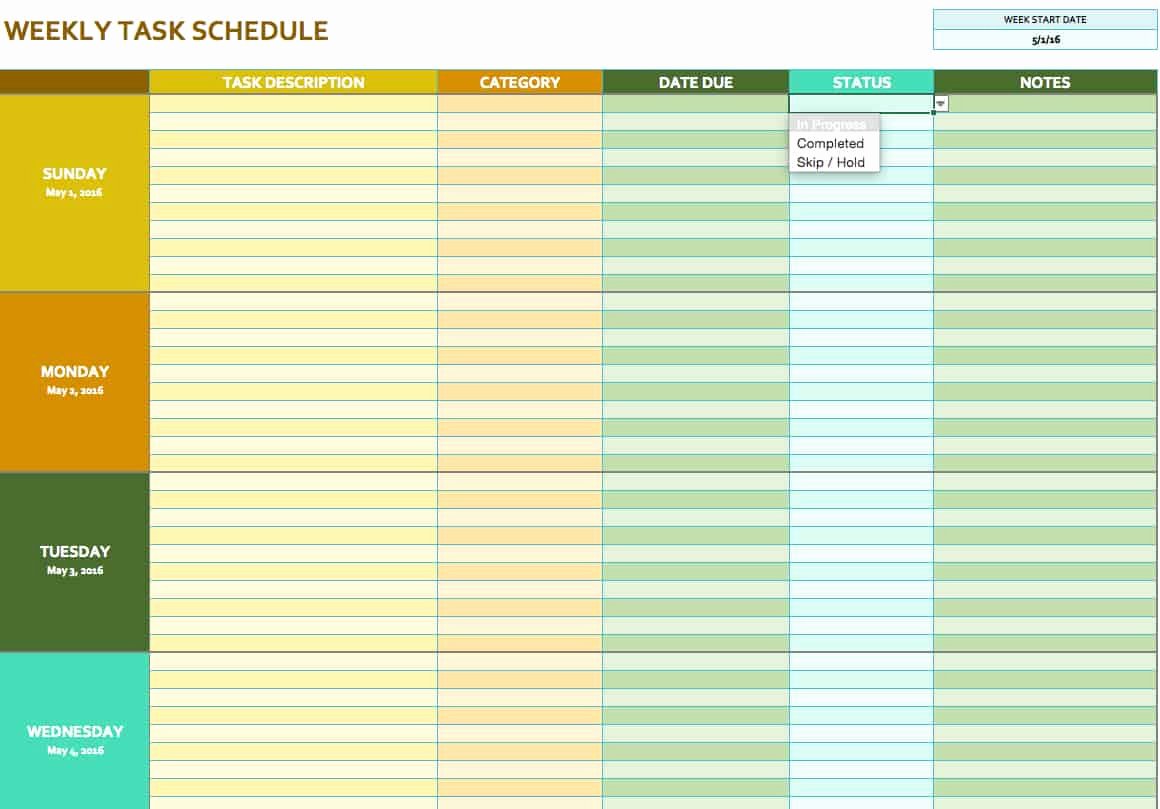 Week Day Schedule Template New Free Weekly Schedule Templates for Excel Smartsheet