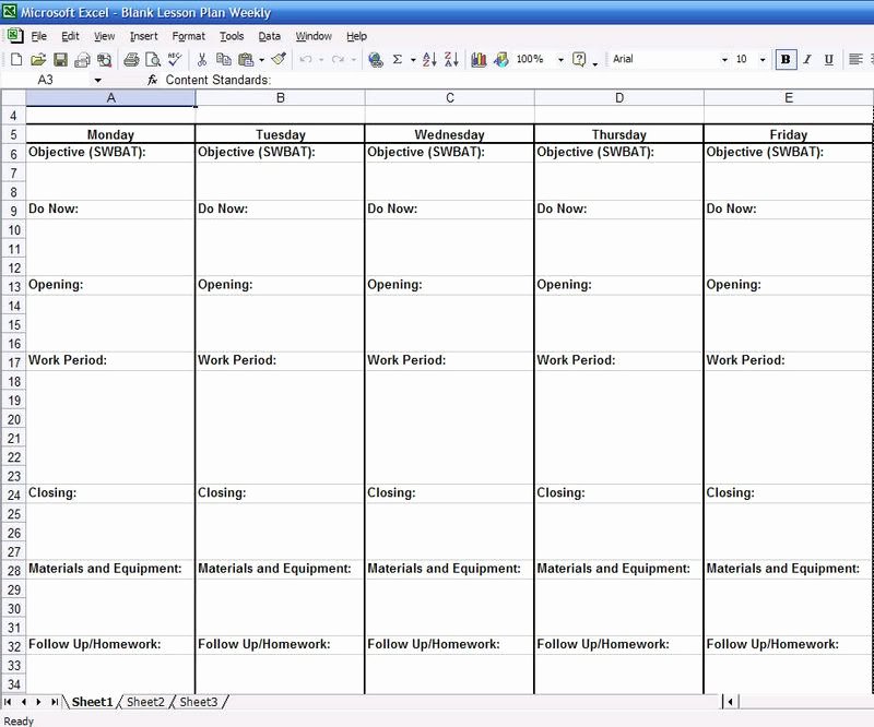 Week Lesson Plan Template Best Of Screenshot Ms Excel Weekly Lesson Plan Template