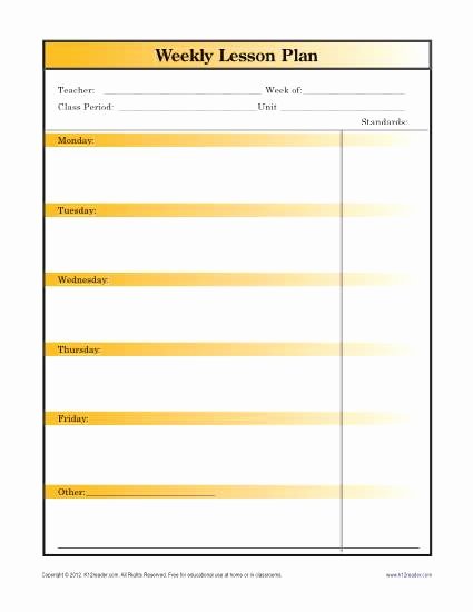 Week Lesson Plan Template Inspirational Weekly Lesson Plan Template with Standards Secondary