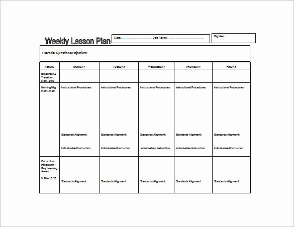 Week Lesson Plan Template Luxury Weekly Lesson Plan Template 10 Free Word Excel Pdf