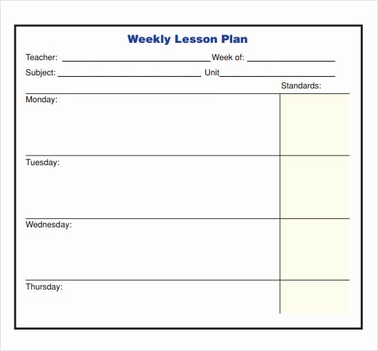Week Lesson Plan Template New Free 8 Sample Lesson Plans In Pdf