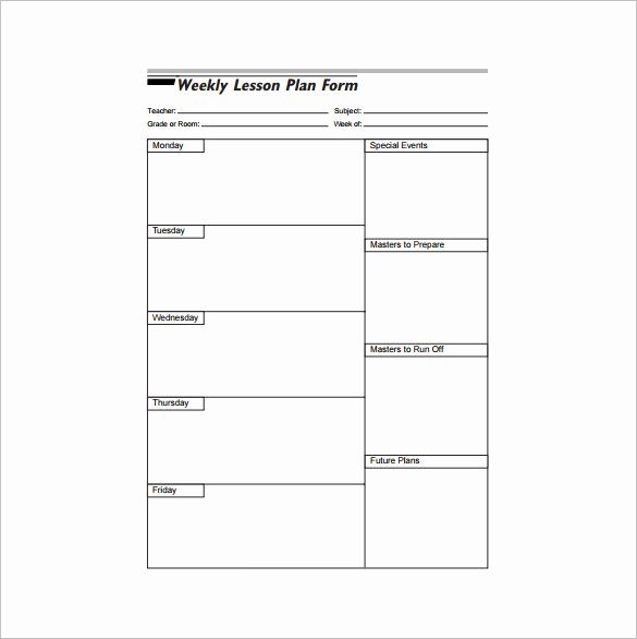 Week Lesson Plan Template New Weekly Lesson Plan Template 10 Free Word Excel Pdf