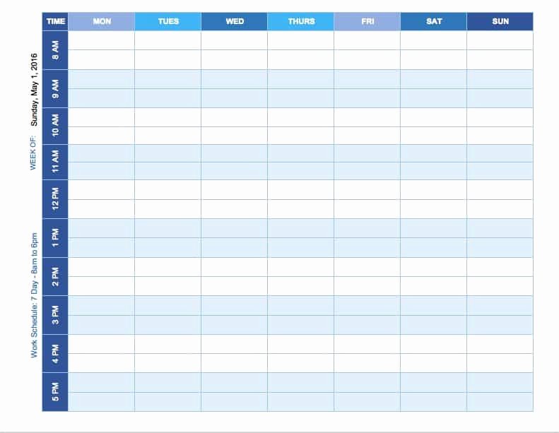 Week Schedule Template Excel Beautiful Free Weekly Schedule Templates for Excel Smartsheet