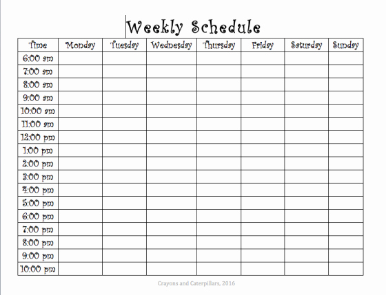 Week Time Schedule Template Best Of Weekly Schedule Printable