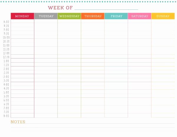 Week Time Schedule Template Fresh Free Printable Weekly Schedule