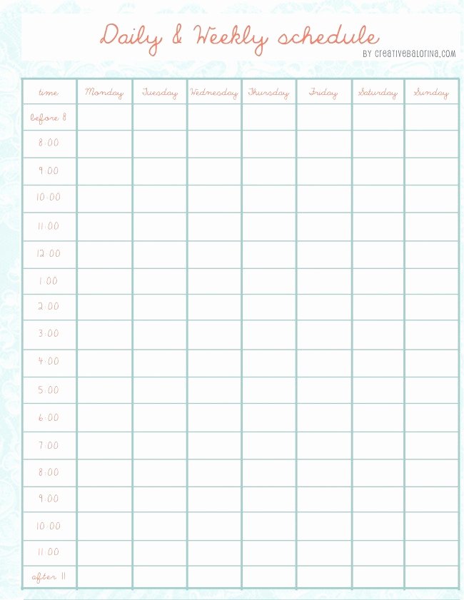 Week Time Schedule Template Fresh Schedule Templates Weekly Schedule and Templates On Pinterest