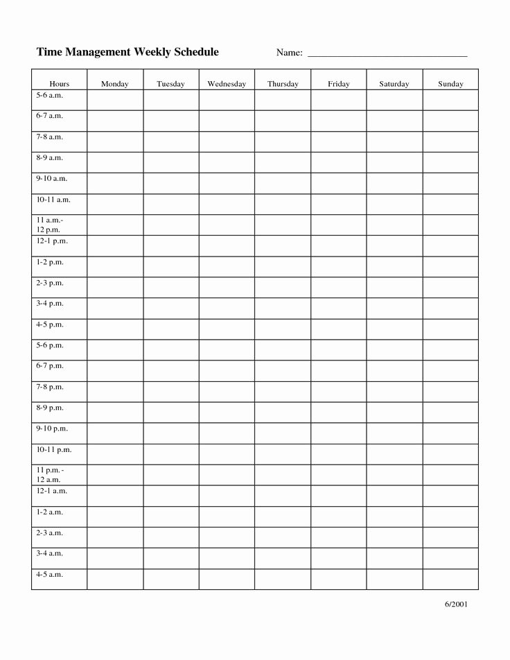 Week Time Schedule Template Fresh Time Management Weekly Schedule Template …