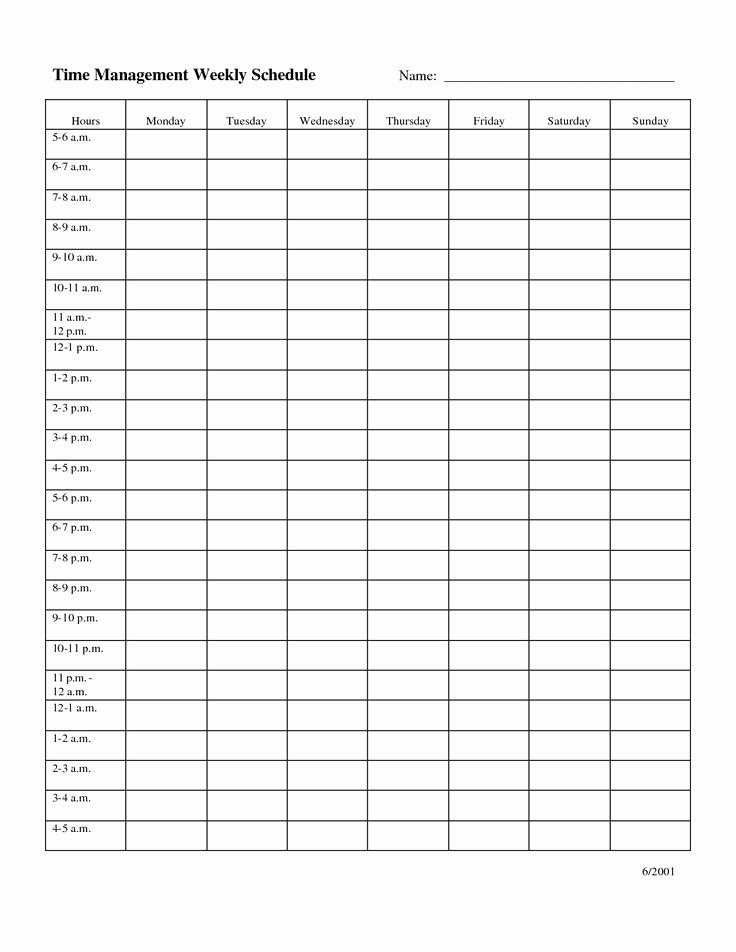 Week Time Schedule Template Fresh Time Management Weekly Schedule Template …