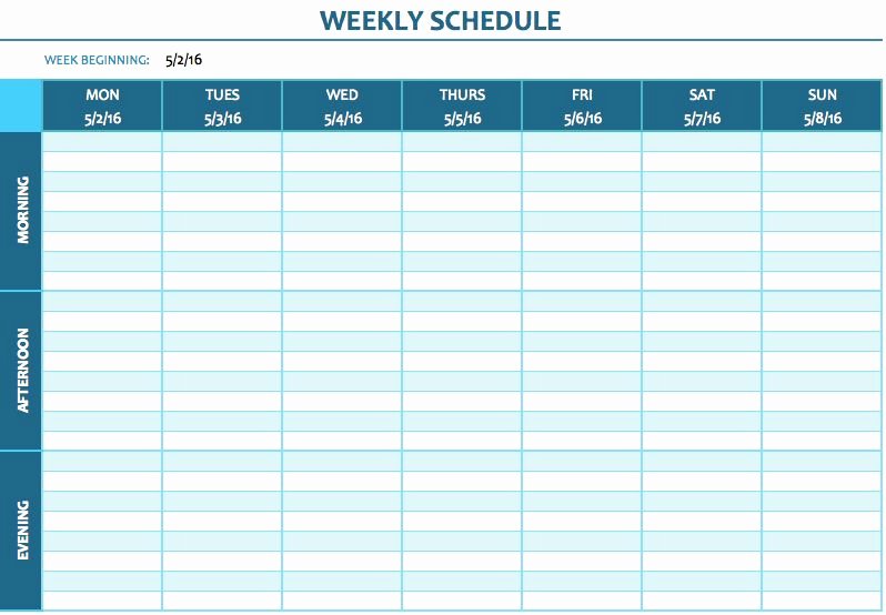 Week Time Schedule Template Lovely Free Weekly Schedule Templates for Excel Smartsheet