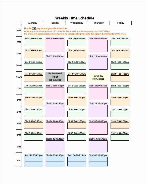 weekly schedule template