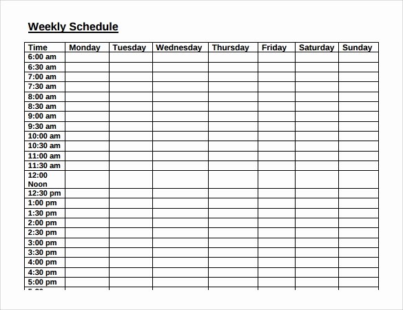 Week Time Schedule Template New Free 9 Weekly Agenda Samples In Pdf