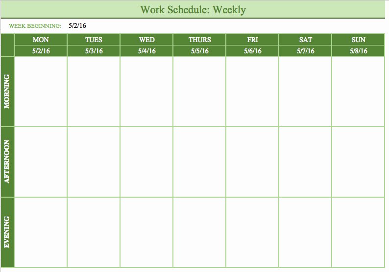 Week Work Schedule Template Fresh Hourly Schedule Template