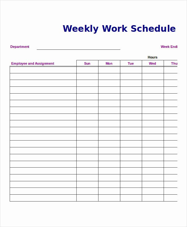 Week Work Schedule Template Lovely Excel Weekly Schedule Templates 8 Free Excel Documents