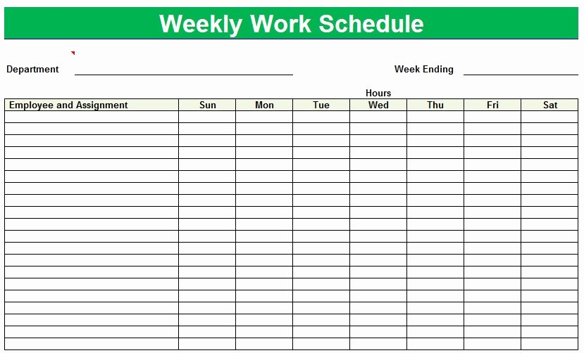 Week Work Schedule Template New Weekly Work Schedule Template