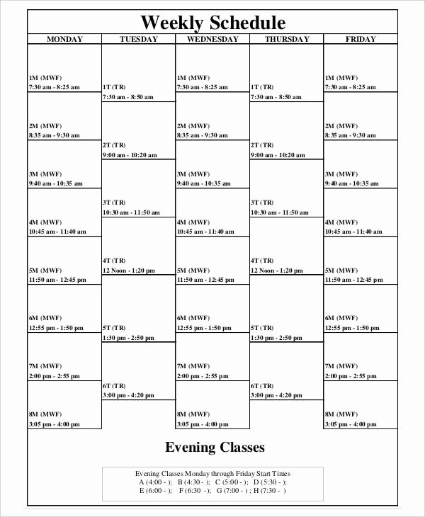 Weekly College Schedule Template Awesome 27 Printable Schedule Templates