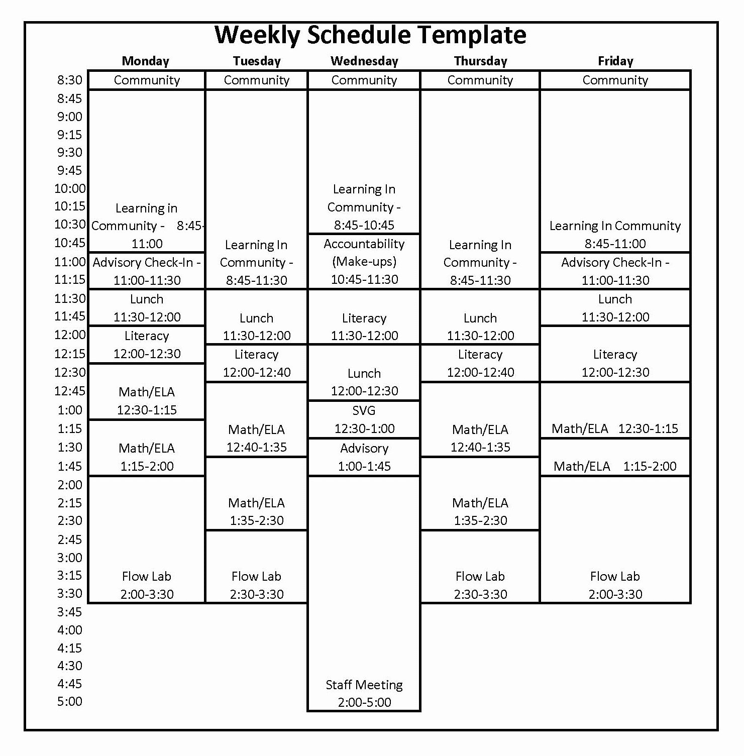 Weekly College Schedule Template Best Of Weekly Schedule