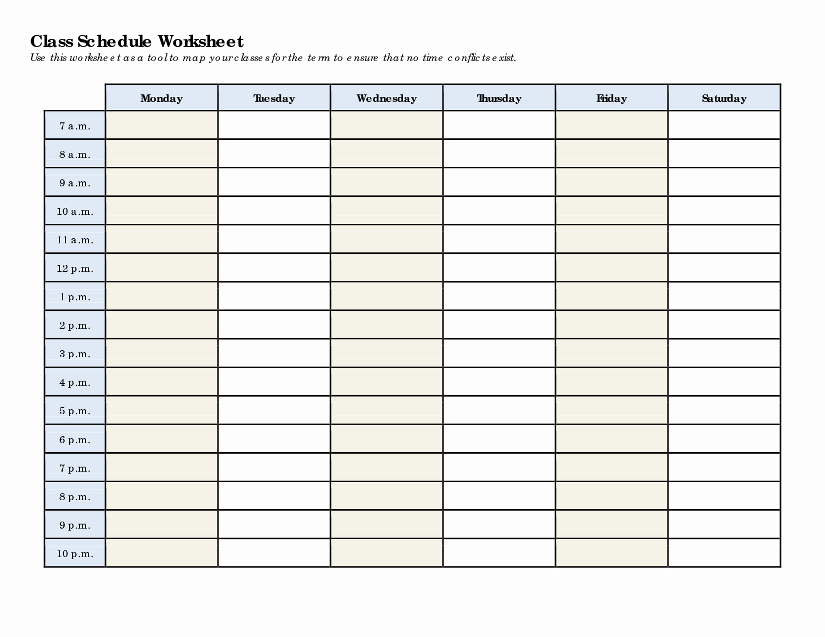 Weekly College Schedule Template Fresh Schedule Worksheet Templates Homeschool