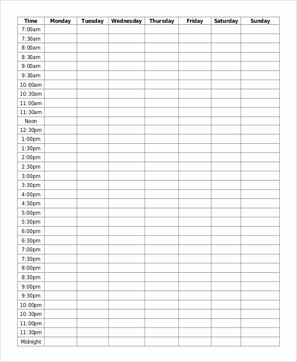 Weekly College Schedule Template Lovely Blank School Schedule Template 8 Free Pdf Word format