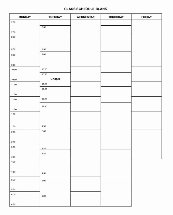 Weekly College Schedule Template Luxury College Schedule Template 7 Free Sample Example format