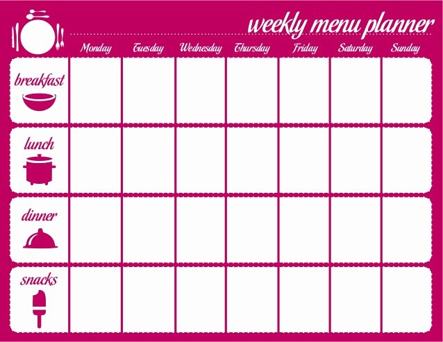 Weekly Food Planner Template Awesome Weekly Meal Plan for the Family – Printable