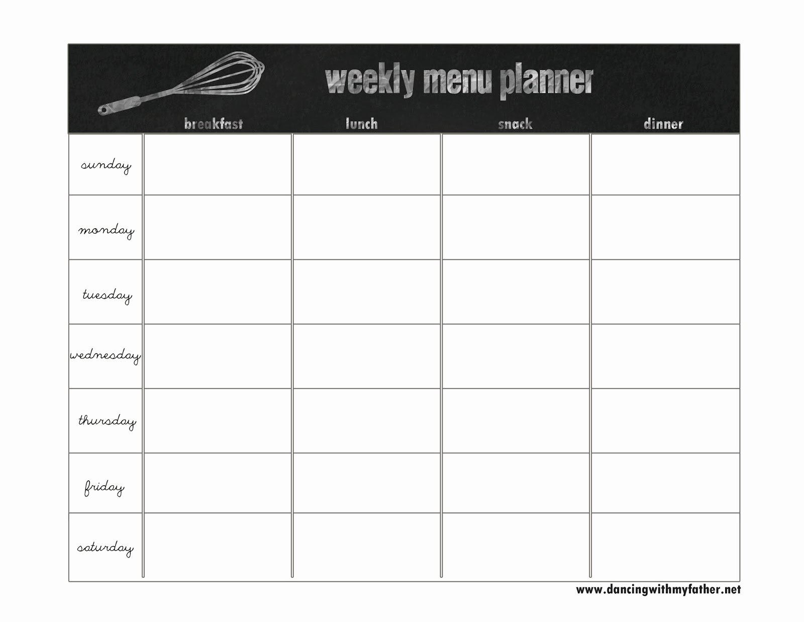 Weekly Food Planner Template Best Of Creative Dollar January 2014