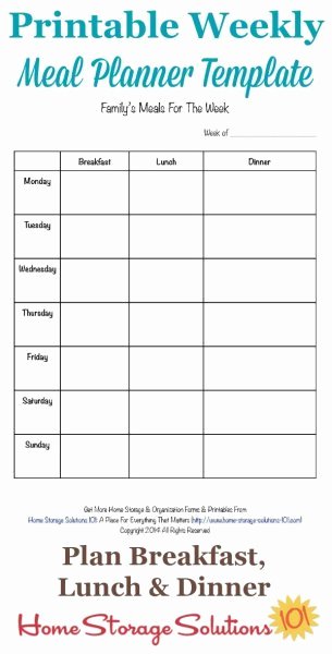 Weekly Food Planner Template Best Of Printable Weekly Meal Planner Template