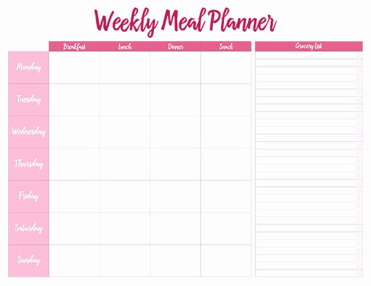 Weekly Food Planner Template Fresh Printable Weekly Meal Planners Free