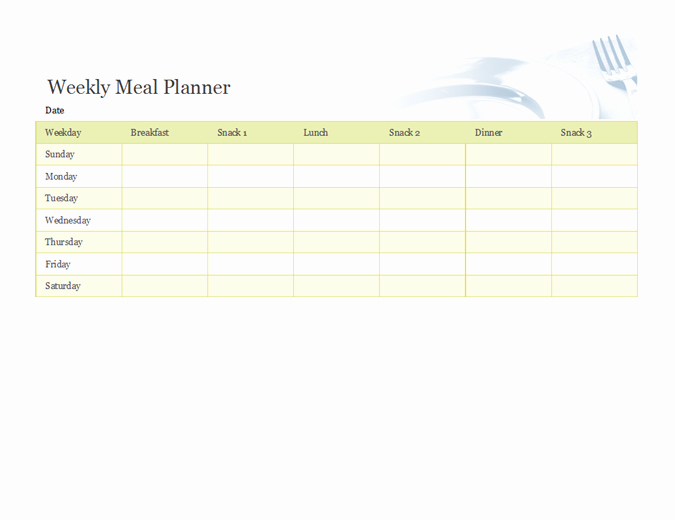 Weekly Food Planner Template Fresh Weekly Meal Planner