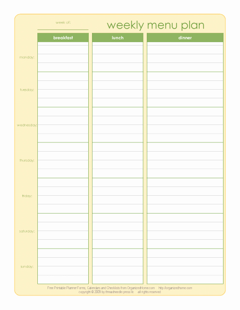 Weekly Food Planner Template Lovely Hoss S World January 2011