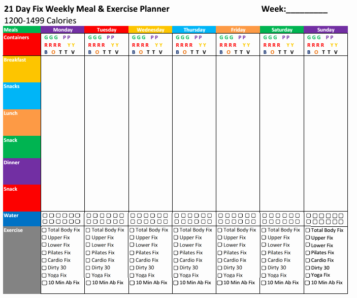 Weekly Food Planner Template Luxury Nick S Fitness Stuff 21 Day Fix Meal &amp; Exercise Planners