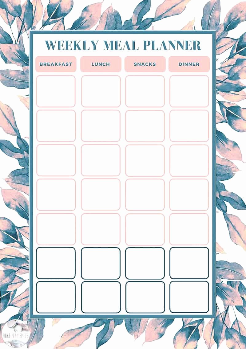 Weekly Food Planner Template New Free Weekly Meal Planning Template Bake Play Smile