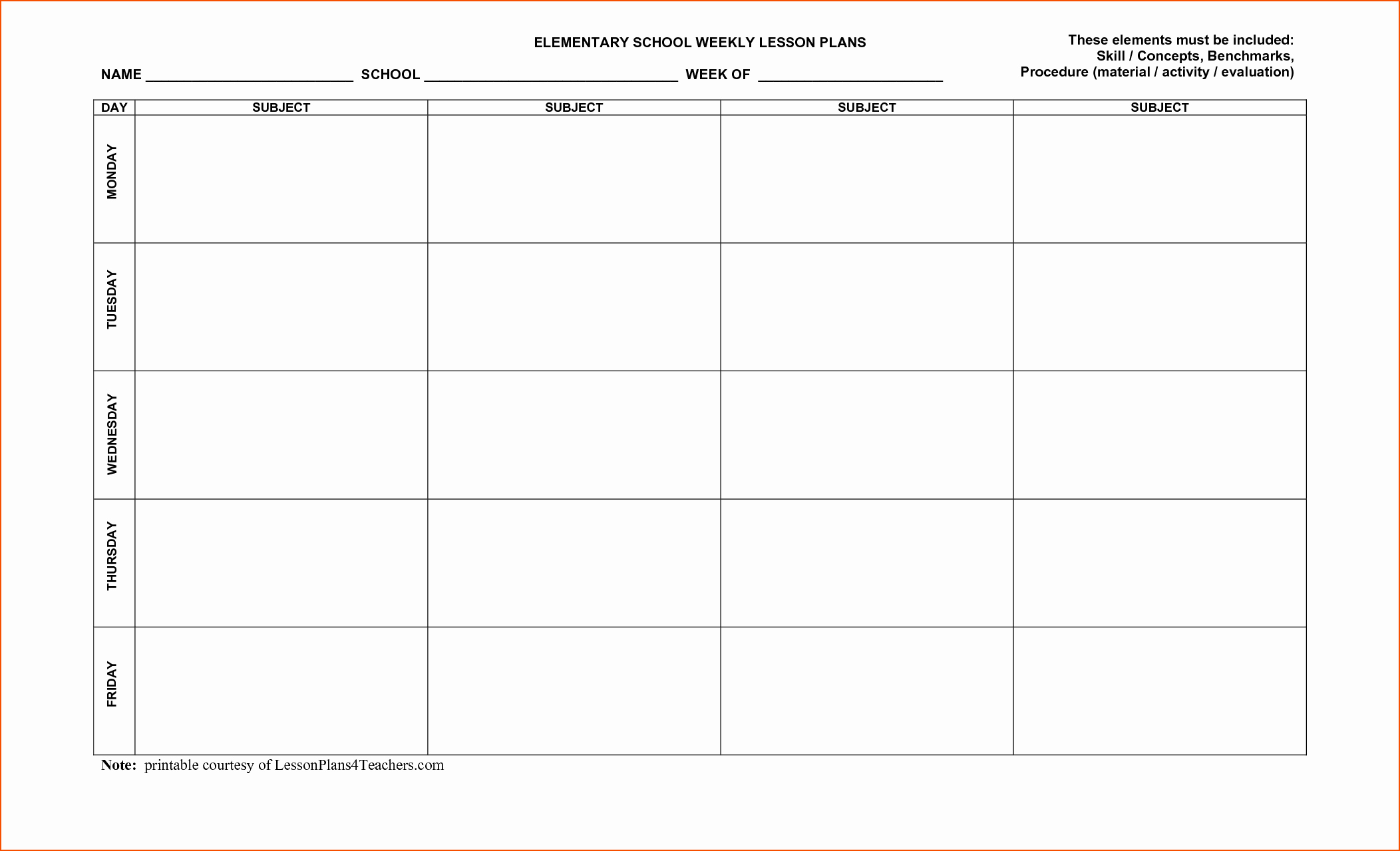 Weekly Lesson Plan Template Doc Best Of 8 Free Printable Lesson Plan Template Bookletemplate