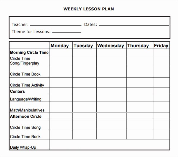 Weekly Lesson Plan Template Doc Best Of Weekly Lesson Plan Template Doc – Printable Schedule Template