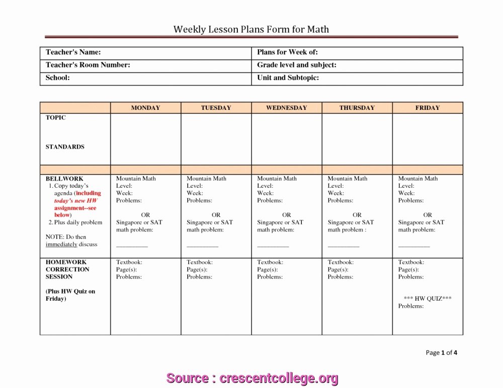 Weekly Lesson Plan Template Doc New 5 Most Basic Lesson Plan Template Doc solutions Ehlschlaeger