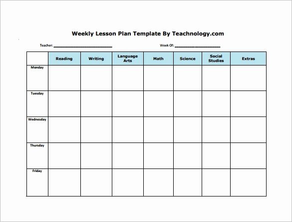 weekly lesson plan template