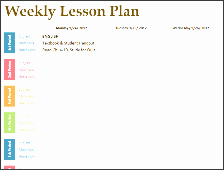 Weekly Lesson Plan Template Elementary Best Of 5 Academic Lesson Plan Template Sampletemplatess