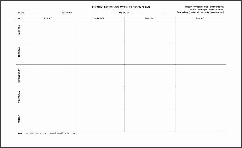 Weekly Lesson Plan Template Elementary Fresh 8 School Lesson Plan Template Sampletemplatess