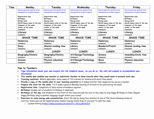 Weekly Lesson Plan Template Elementary Inspirational Weekly Lesson Plan Template with Tips by Zenuzek