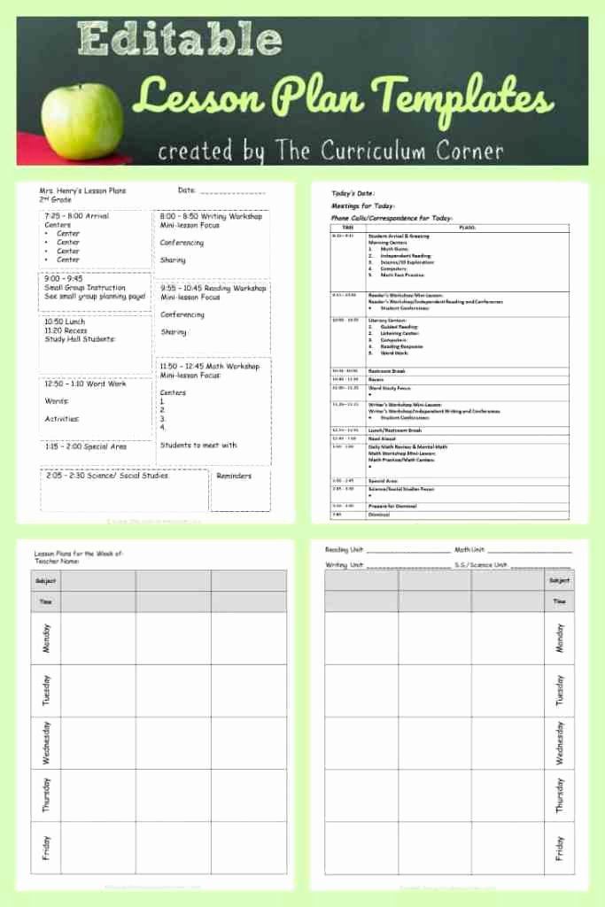 Weekly Lesson Plan Template Elementary Lovely Lesson Plan Templates the Curriculum Corner 123