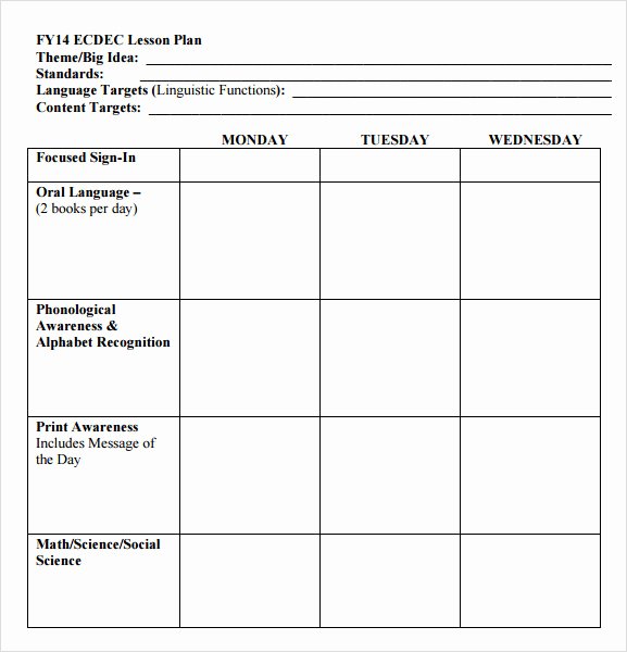 Weekly Lesson Plan Template Free Beautiful Free 10 Sample Preschool Lesson Plans In Google Docs