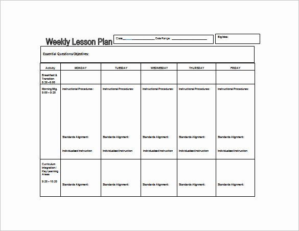 Weekly Lesson Plan Template Free Beautiful Weekly Lesson Plan Template 10 Free Word Excel Pdf