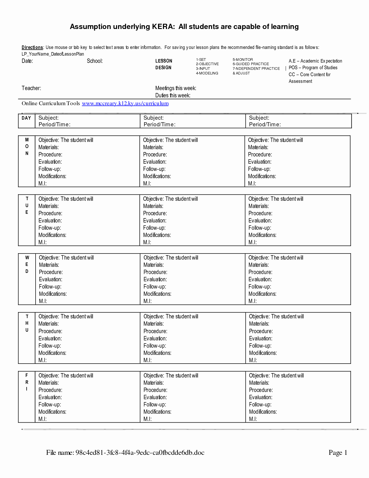 Weekly Lesson Plan Template Free Inspirational Download Free Weekly Lesson Plan Template Lots Of Free