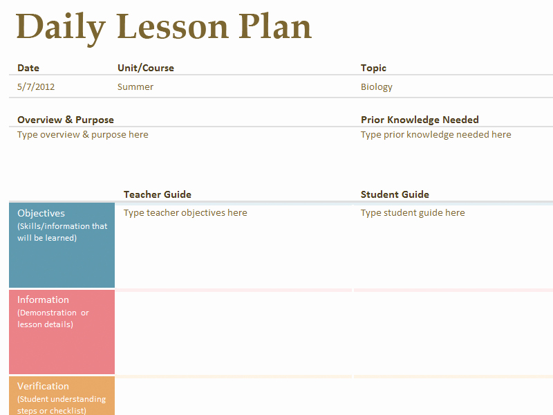 Weekly Lesson Plan Template Free New Daily Lesson Plan Template Fotolip