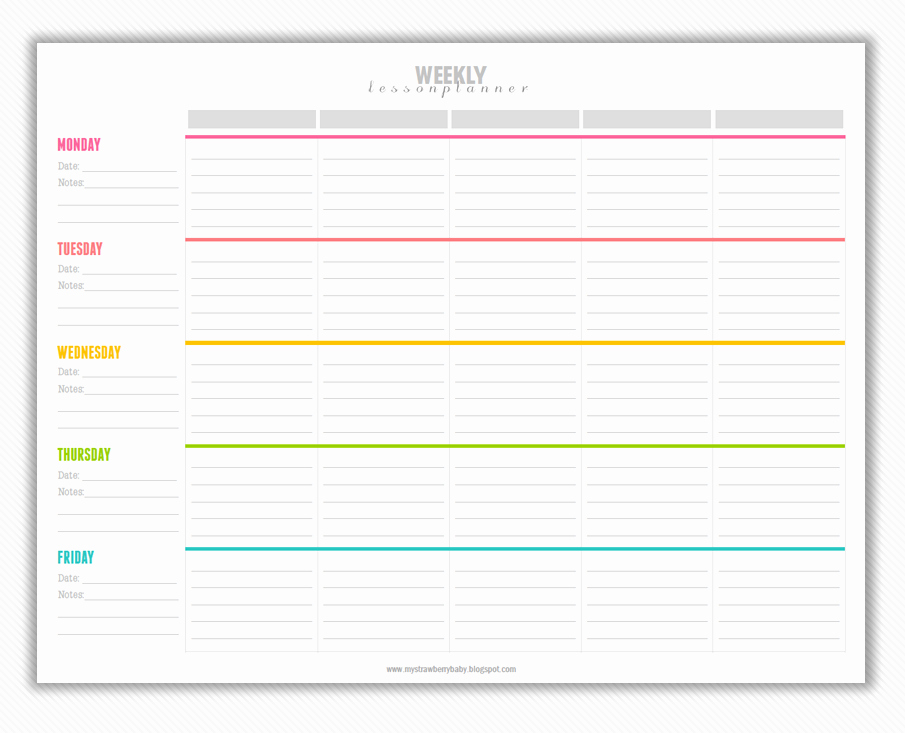 Weekly Lesson Planning Template Inspirational My Strawberry Baby Free Printable Weekly Lesson Plan
