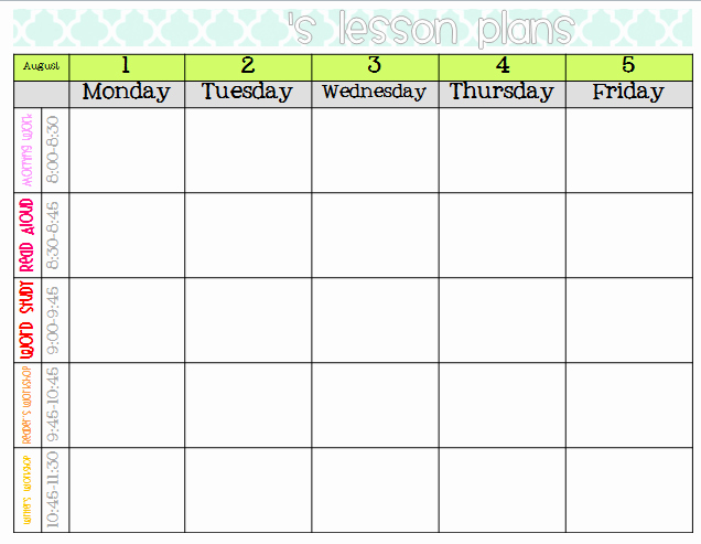 Weekly Lesson Plans Template Beautiful Best S Of Elementary Weekly Lesson Plan Templates