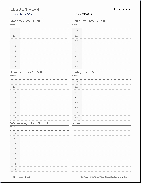 Weekly Lesson Plans Template Inspirational All Templates Daily Lesson Plan Template