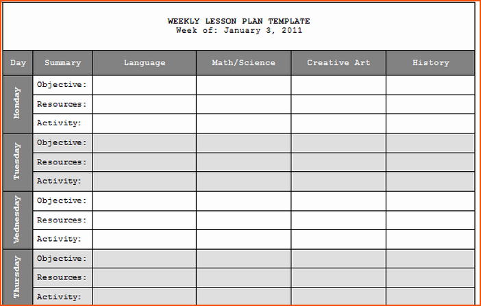 Weekly Lesson Plans Template Unique 7 Teacher Lesson Plan Template Bookletemplate