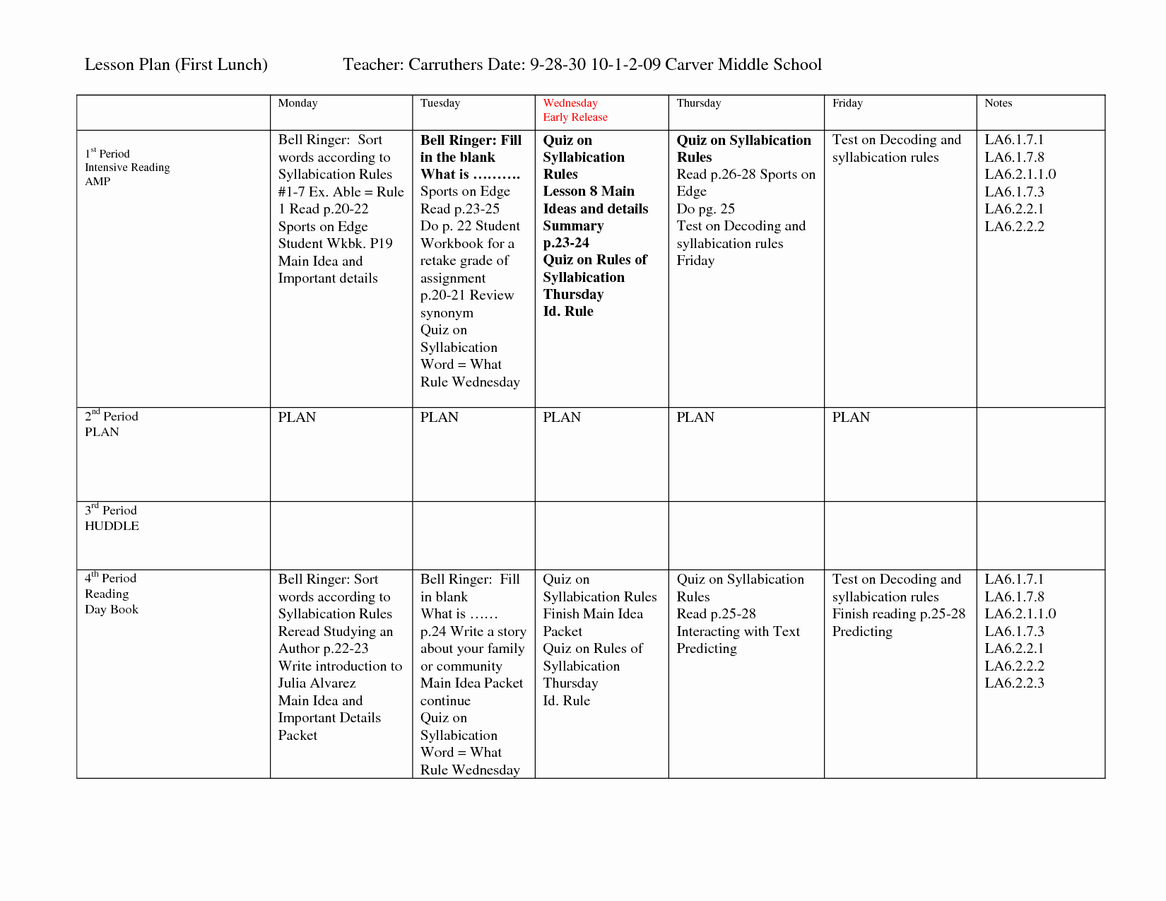 Weekly Lesson Plans Template Unique Microsoft Word assignments for Middle School Students Ha