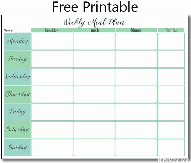 Weekly Meal Planner Template Printable Awesome Free Printable Weekly Meal Plan